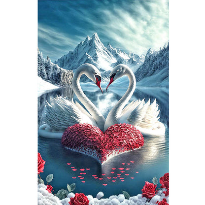 Elegant Swan Lake - Full Round Drill Diamond Painting 40*60CM