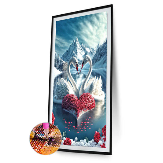 Elegant Swan Lake - Full Round Drill Diamond Painting 40*60CM