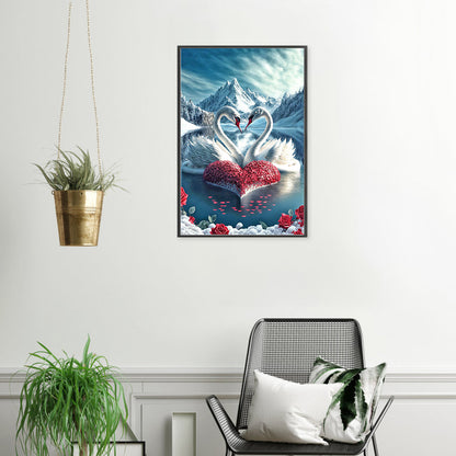 Elegant Swan Lake - Full Round Drill Diamond Painting 40*60CM