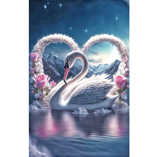 Elegant Swan Lake - Full Round Drill Diamond Painting 40*60CM