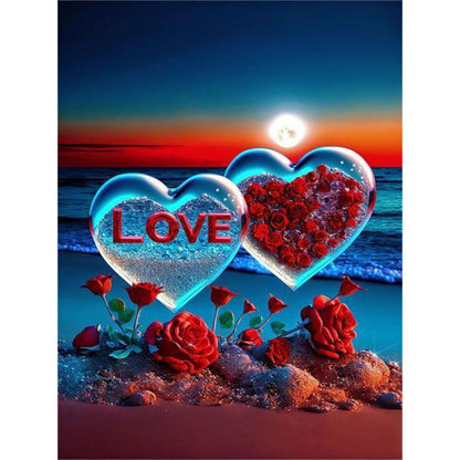 Beach Love Rose - Full Round Drill Diamond Painting 30*40CM