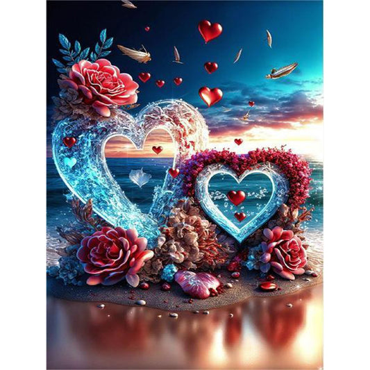 Beach Love Rose - Full Round Drill Diamond Painting 30*40CM