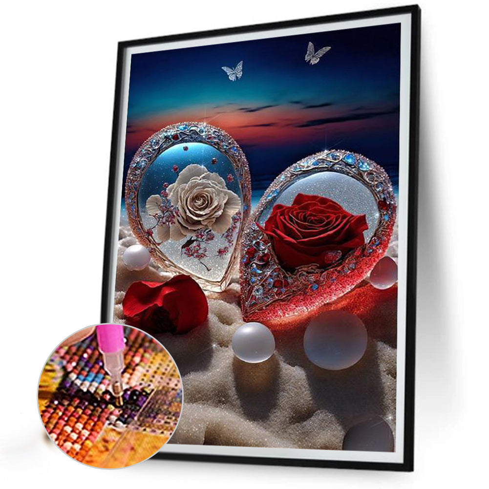 Beach Love Rose - Full Round Drill Diamond Painting 30*40CM