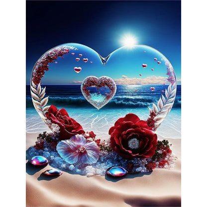 Beach Love Rose - Full Round Drill Diamond Painting 30*40CM