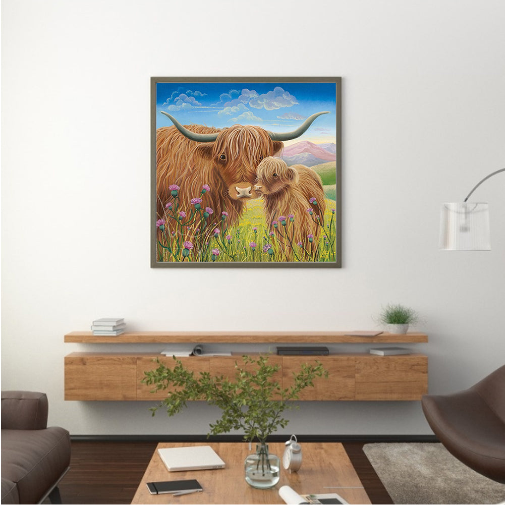 Highland Cow Cow - Full Square Drill Diamond Painting 30*30CM