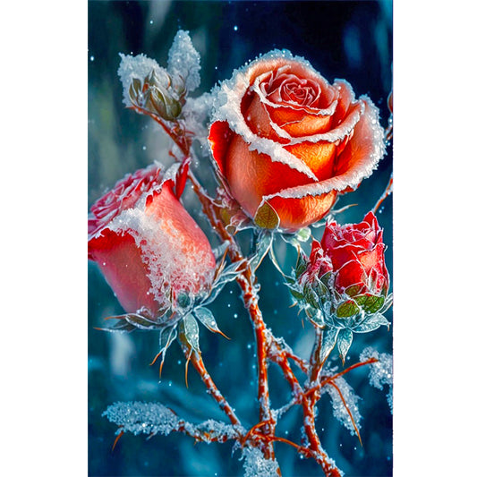 Frozen Red Rose - Full Round Drill Diamond Painting 40*60CM