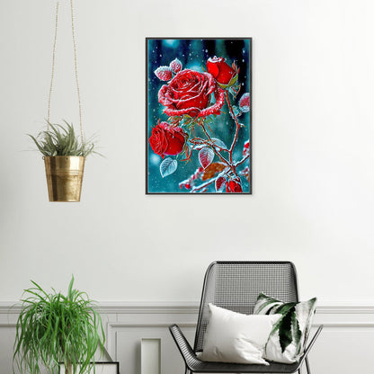 Frozen Red Rose - Full Round Drill Diamond Painting 40*60CM