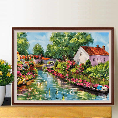 River Bank Scenery - Full Round Drill Diamond Painting 40*30CM