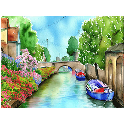 River Bank Scenery - Full Round Drill Diamond Painting 40*30CM
