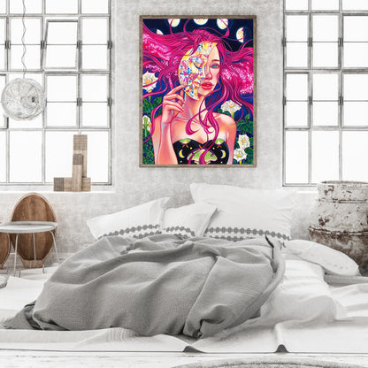 Moon Mask Woman - Full Round Drill Diamond Painting 30*40CM