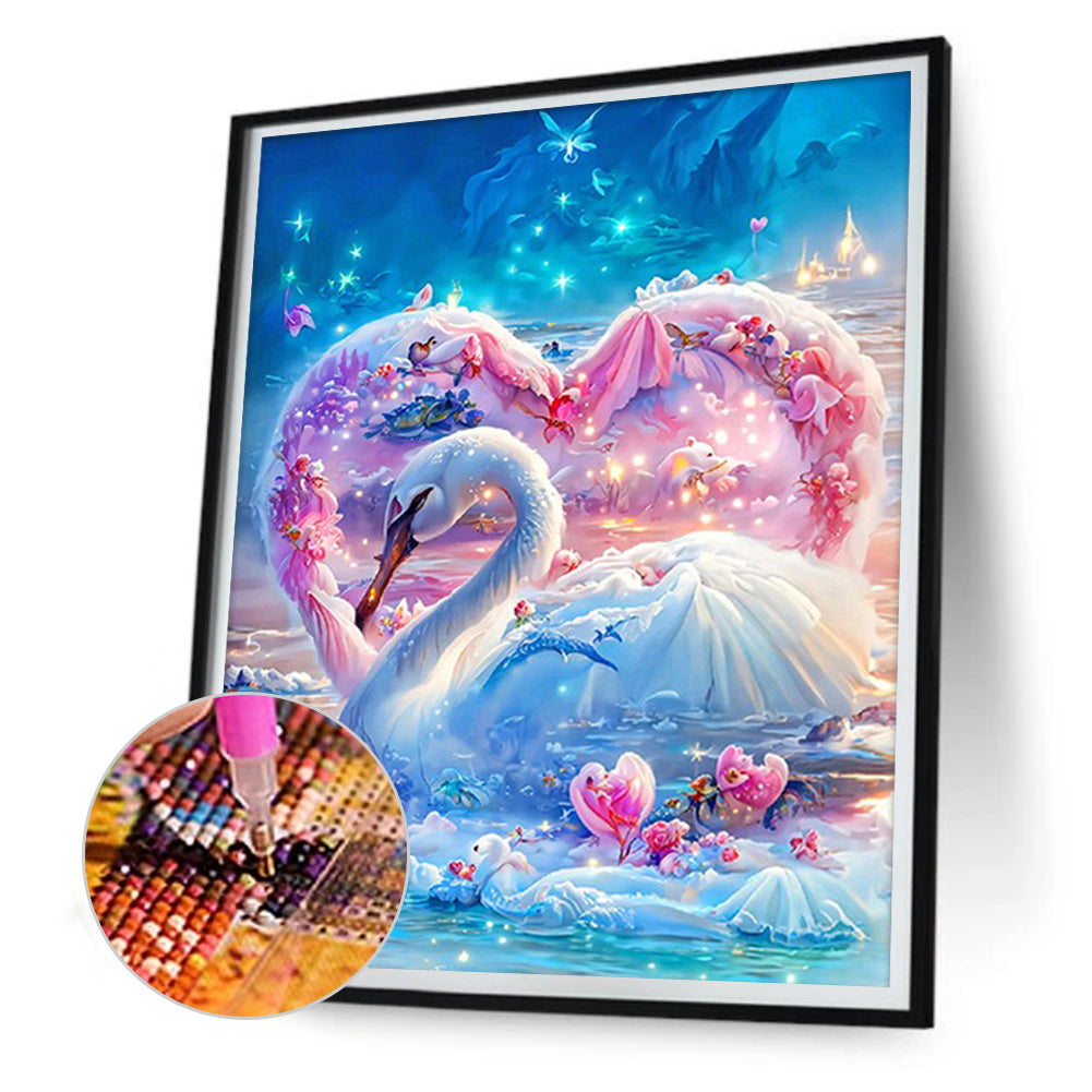 Romantic Fantasy Swan - Full Round Drill Diamond Painting 30*40CM