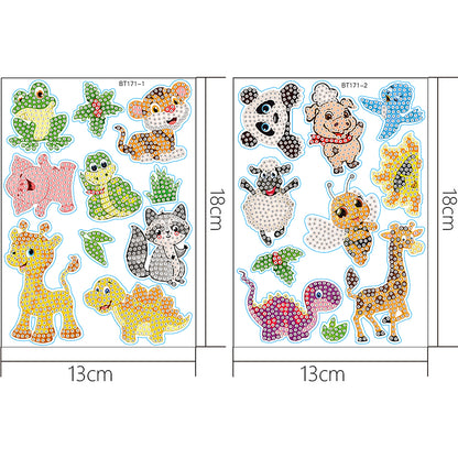 2pcs Dot Drill Sticker Cartoon Pattern DIY Art Craft for Kids Adult Gift Rewards
