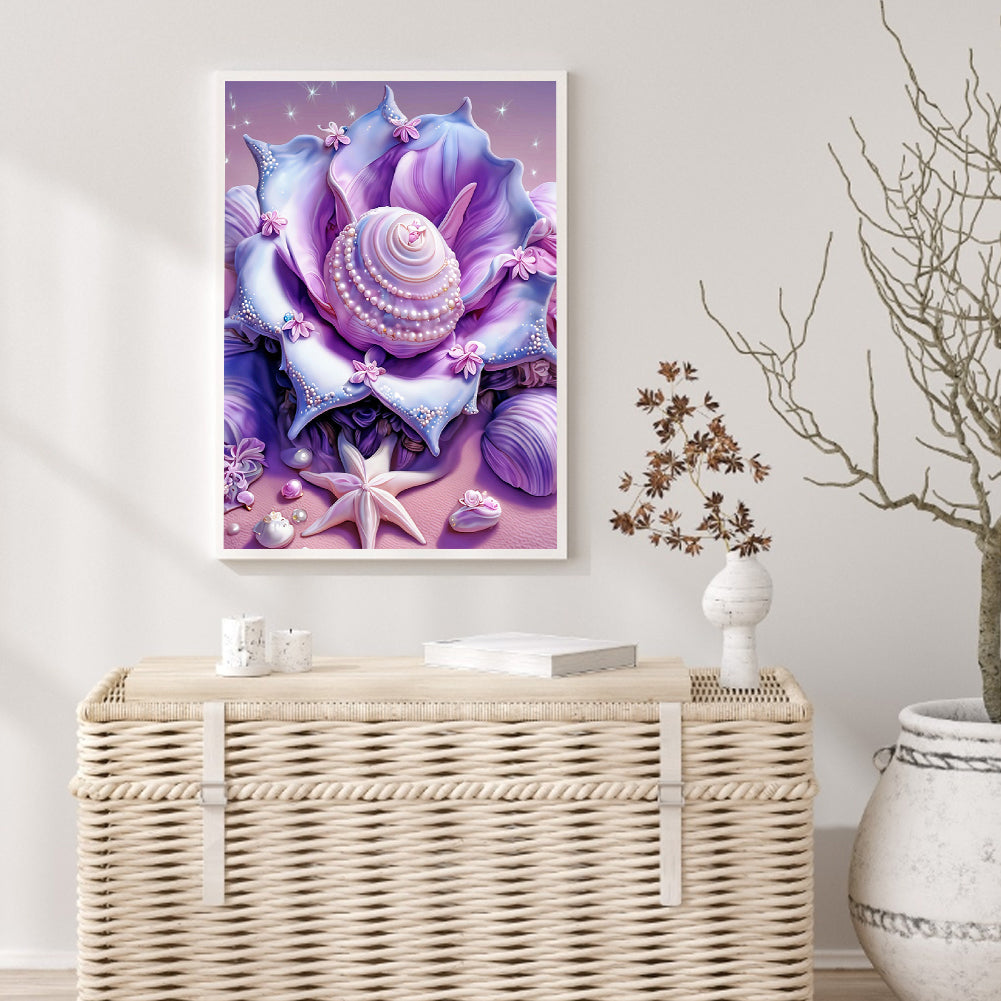 Purple Shell - Full Round Drill Diamond Painting 30*40CM