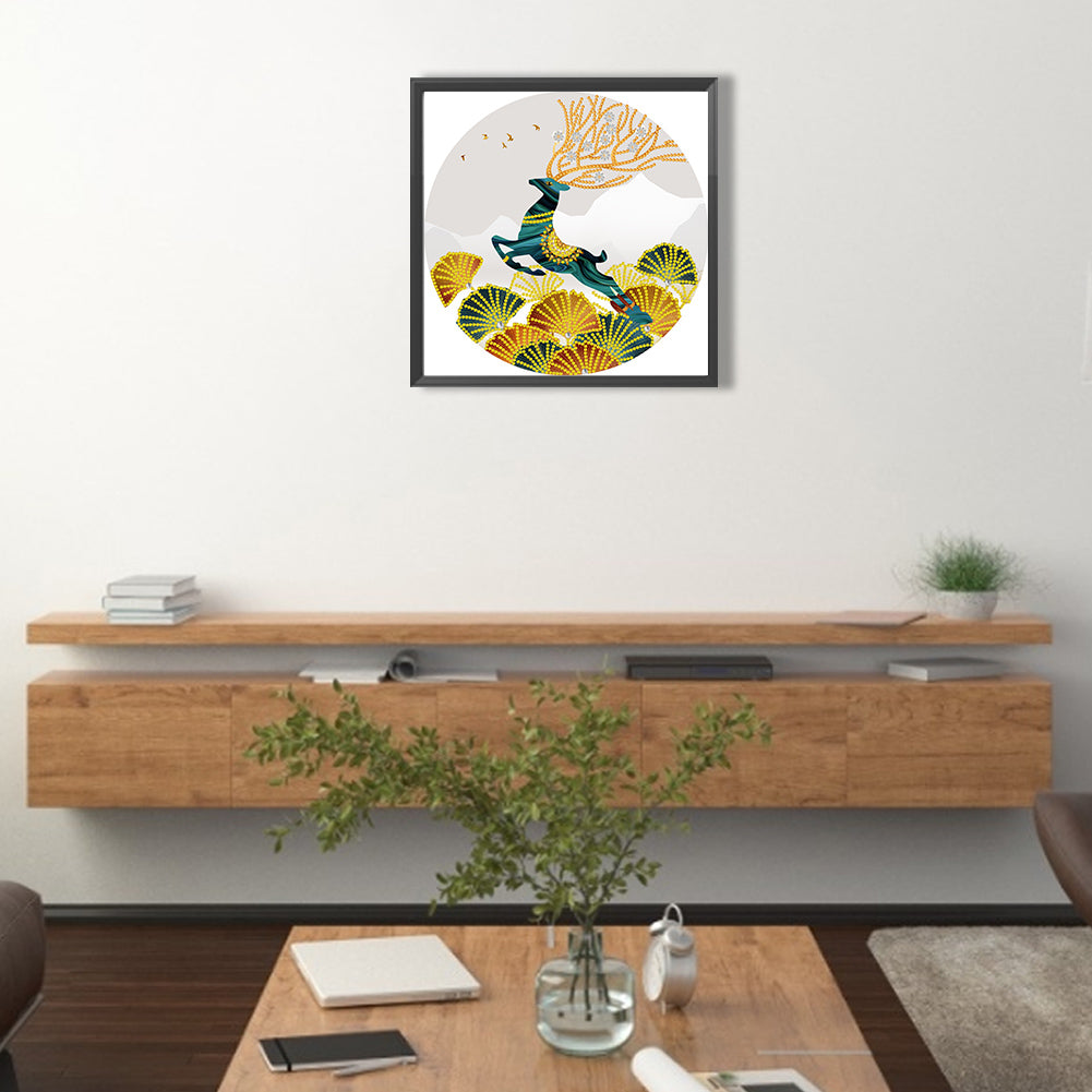 Ginkgo Leaf Elk - Special Shaped Drill Diamond Painting 30*30CM