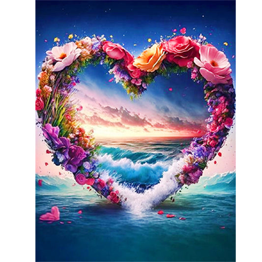 Dream Love Rose Wreath - Full Round Drill Diamond Painting 30*40CM