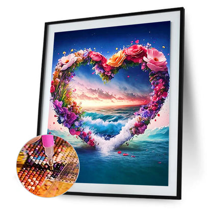 Dream Love Rose Wreath - Full Round Drill Diamond Painting 30*40CM