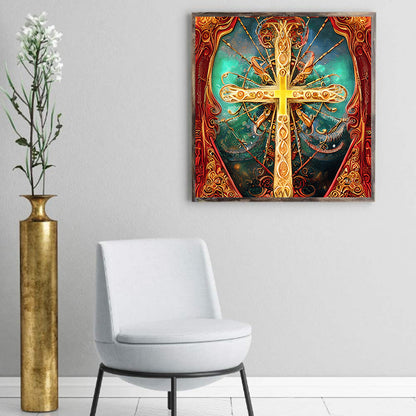 Golden Cross - Full Round Drill Diamond Painting 30*30CM