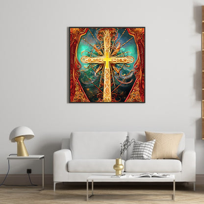 Golden Cross - Full Round Drill Diamond Painting 30*30CM