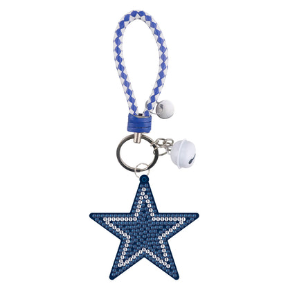 DIY Crystal Diamond Key Rings Handmade Rugby Badge Double Sided Hanging Ornament