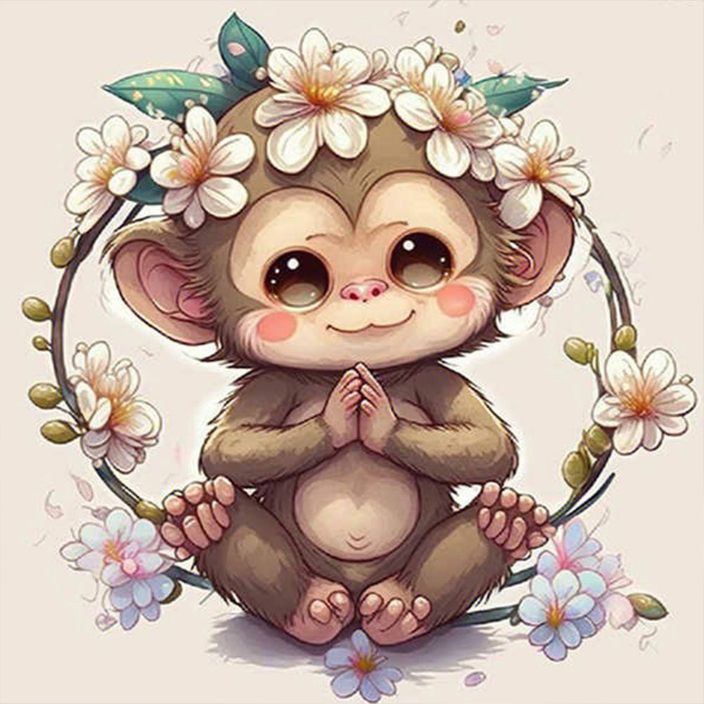 Little Monkey - Full Round Drill Diamond Painting 30*30CM