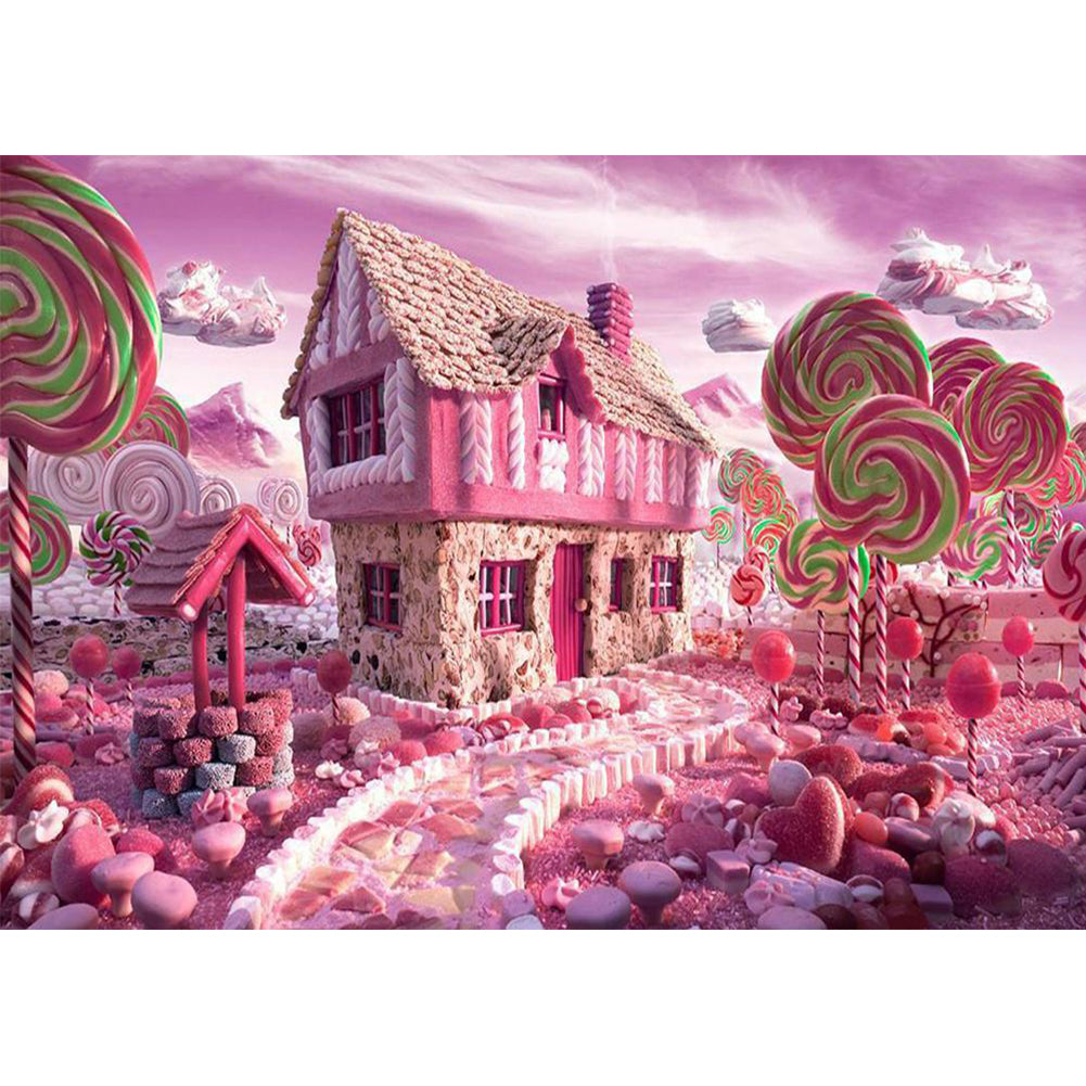 Rainbow Lollipop Candy House - Full Round Drill Diamond Painting 60*50CM