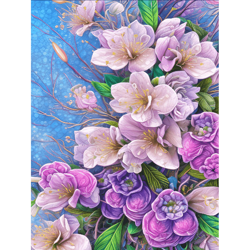 Pink Purple Bouquet - Full Round Drill Diamond Painting 30*40CM