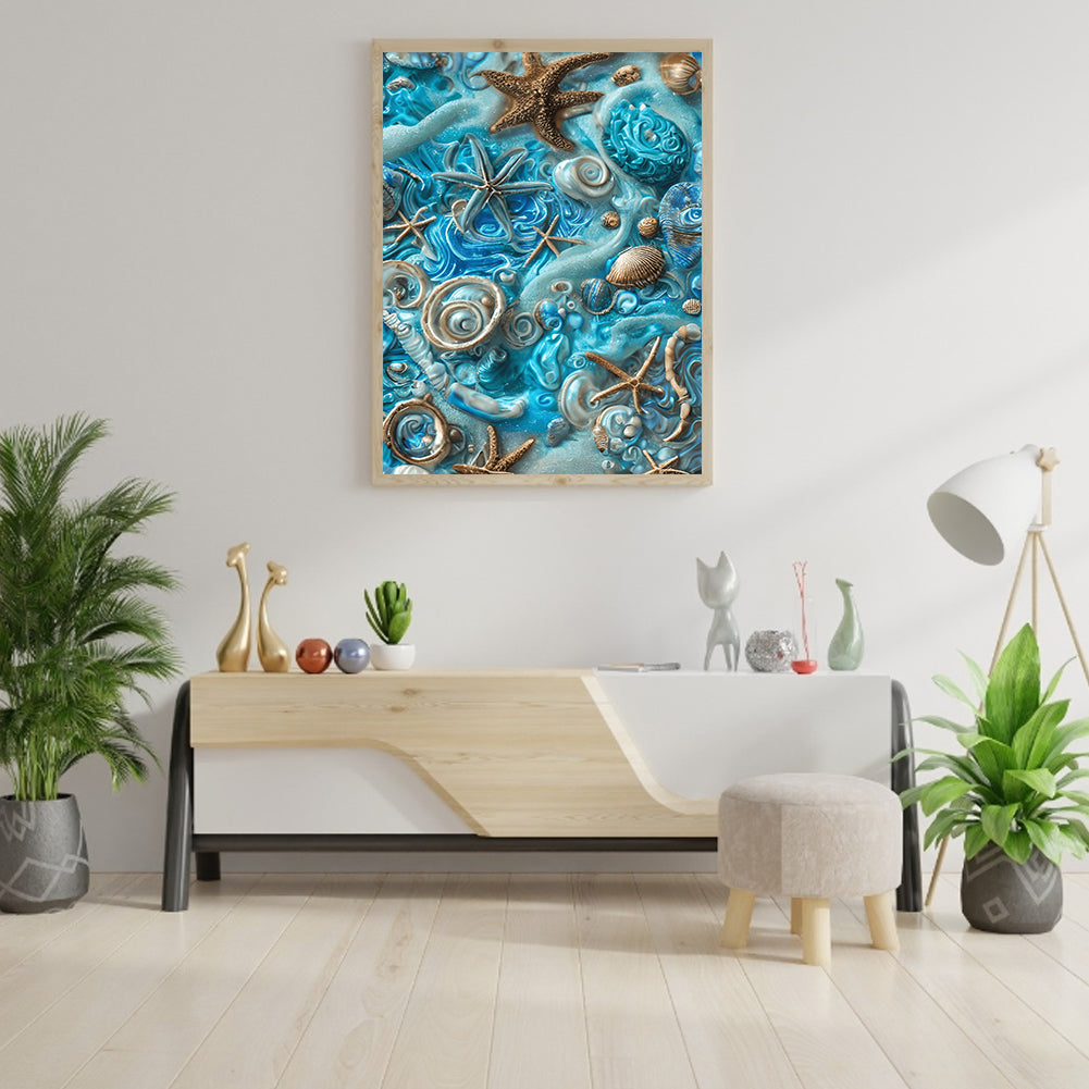 Beach Starfish - Full Round Drill Diamond Painting 30*40CM