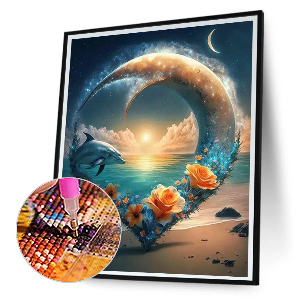 Beach Dolphin - Full Round Drill Diamond Painting 30*40CM