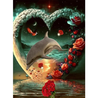 Beach Dolphin - Full Round Drill Diamond Painting 30*40CM