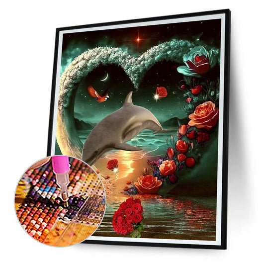 Beach Dolphin - Full Round Drill Diamond Painting 30*40CM