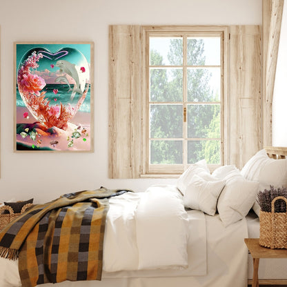 Beach Dolphin - Full Round Drill Diamond Painting 30*40CM