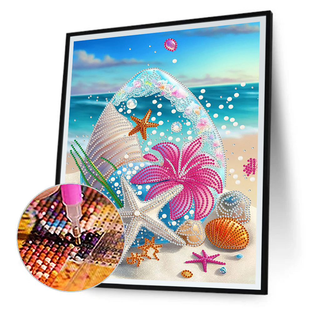 Dreamy Seaside Beach Shells - Special Shaped Drill Diamond Painting 30*40CM