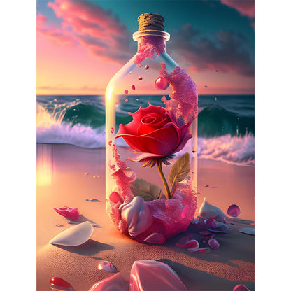 Bottle Rose - Full Round Drill Diamond Painting 30*40CM