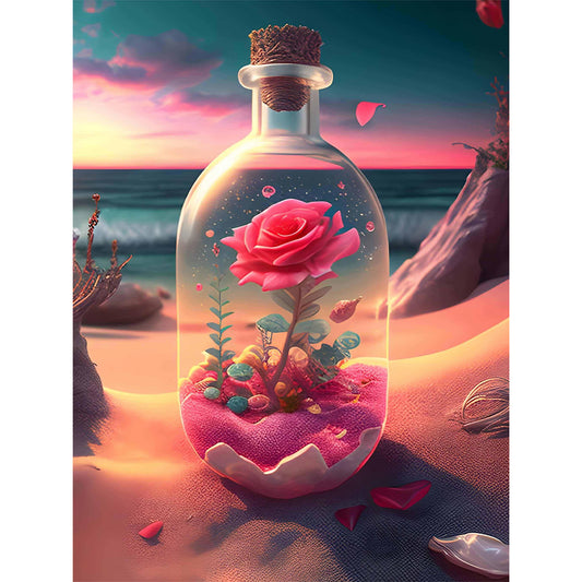 Bottle Rose - Full Round Drill Diamond Painting 30*40CM