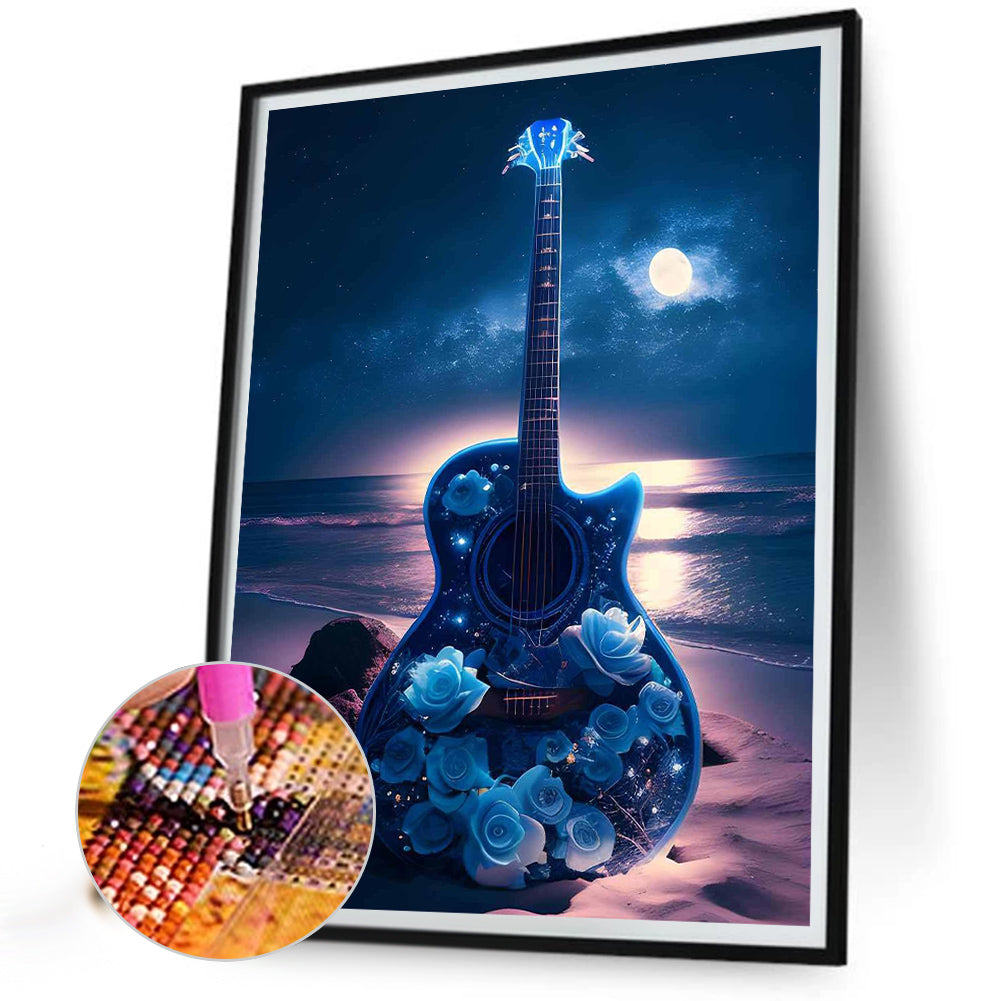 Blue Rose Guitar - Full Round Drill Diamond Painting 30*40CM