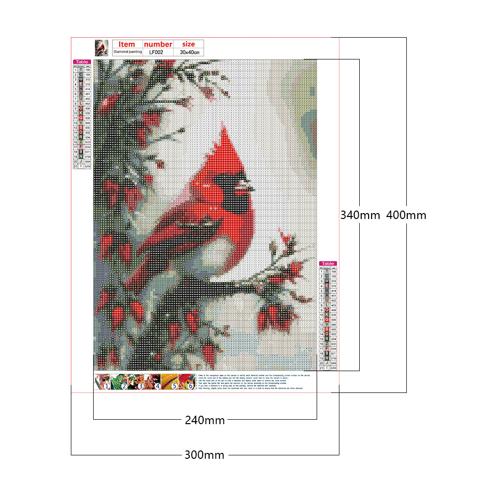 Cardinal Bird - Full Square Drill Diamond Painting 30*40CM