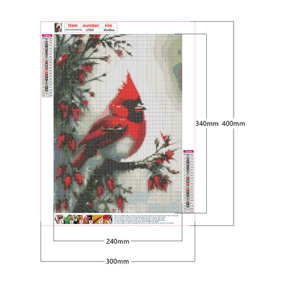 Cardinal Bird - Full Square Drill Diamond Painting 30*40CM