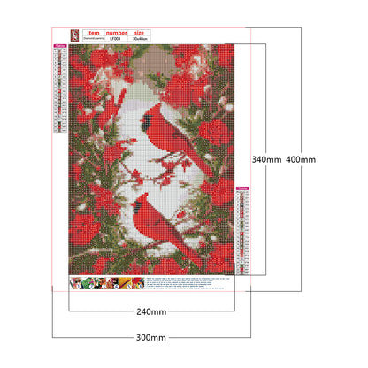 Cardinal Bird - Full Square Drill Diamond Painting 30*40CM