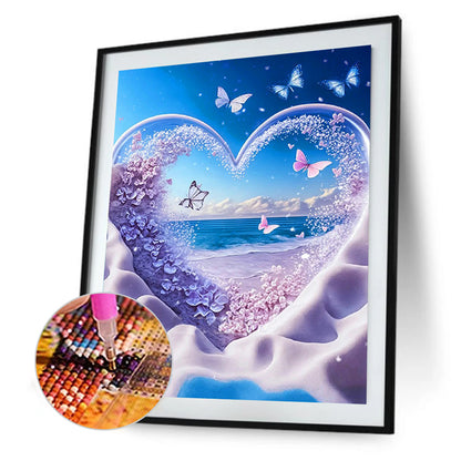 Beach Heart - Full Round Drill Diamond Painting 40*50CM