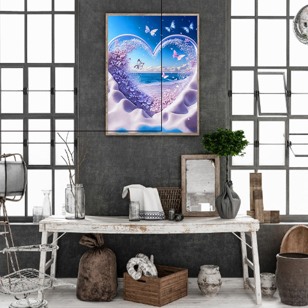 Beach Heart - Full Round Drill Diamond Painting 40*50CM