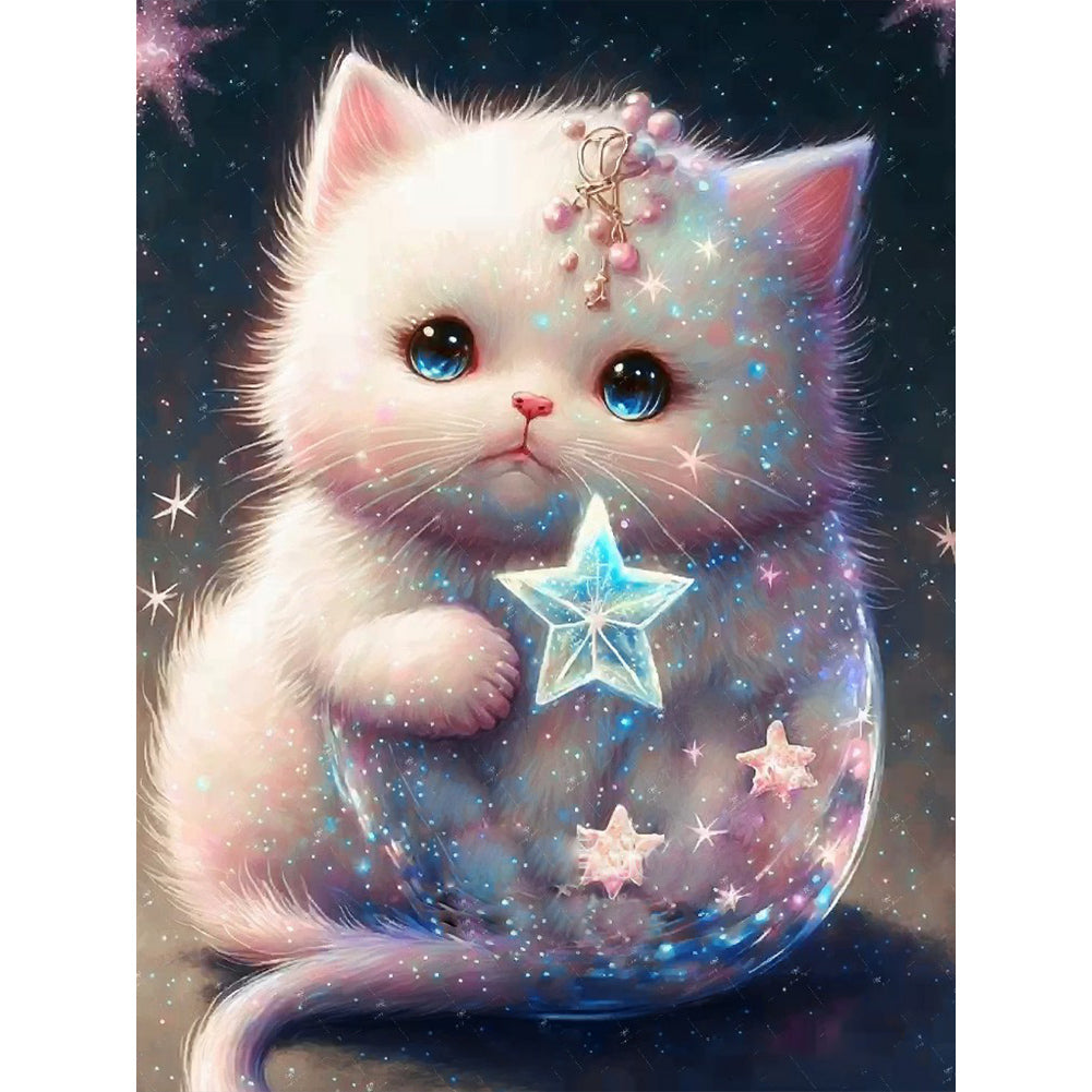 Fantasy Cartoon Kitten - Full Round Drill Diamond Painting 30*40CM