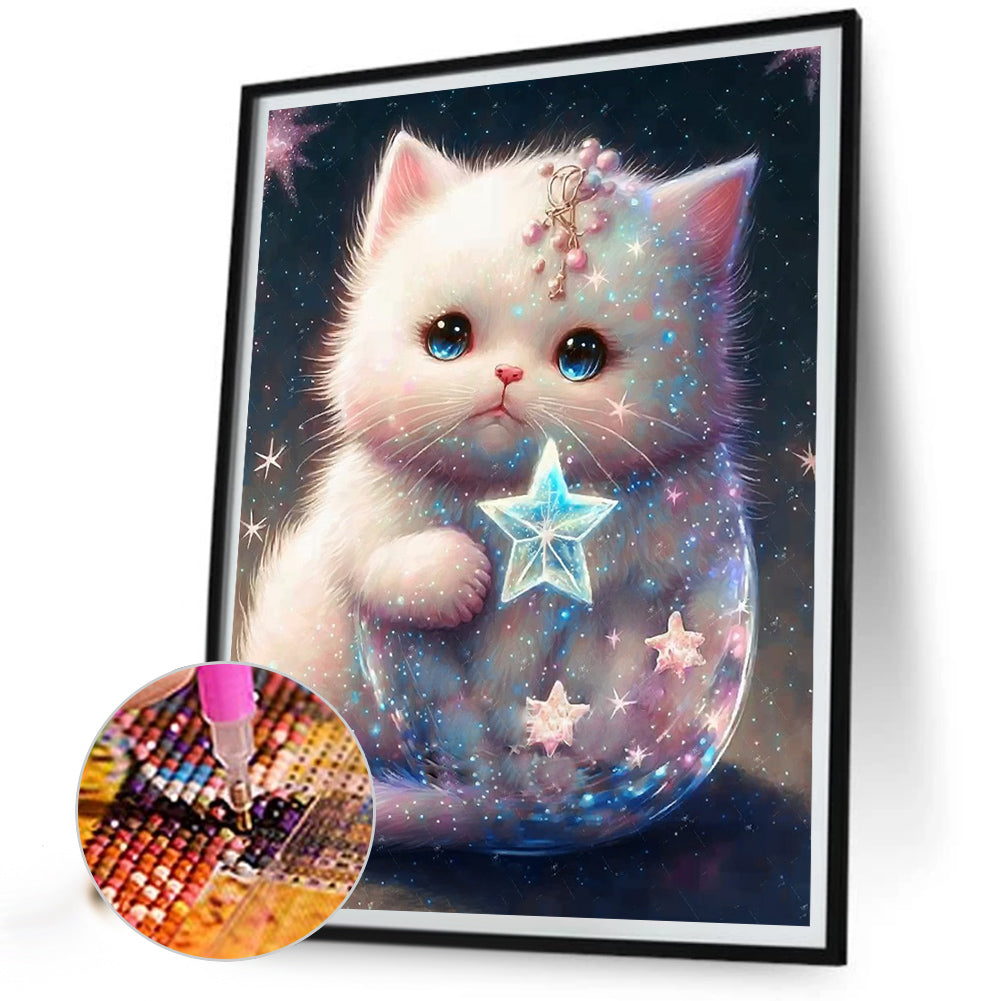 Fantasy Cartoon Kitten - Full Round Drill Diamond Painting 30*40CM