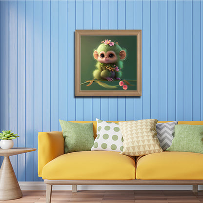 Monkey On Dream Branch - Full Round Drill Diamond Painting 30*30CM