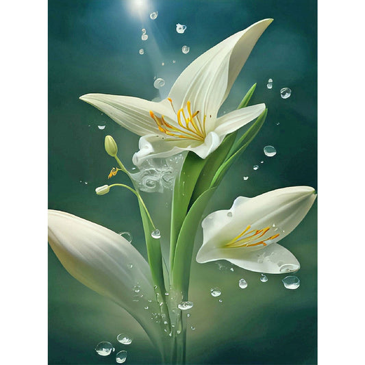 White Lily - Full Round Drill Diamond Painting 30*40CM