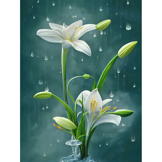 White Lily - Full Round Drill Diamond Painting 30*40CM