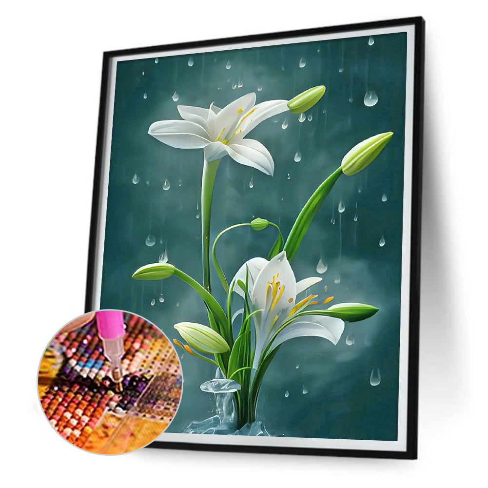 White Lily - Full Round Drill Diamond Painting 30*40CM