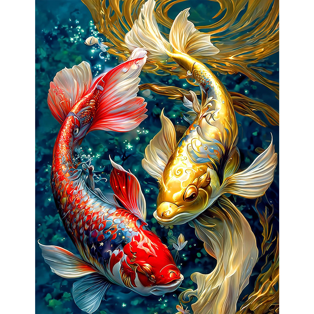 Pisces Koi - Full Round Drill Diamond Painting 30*40CM