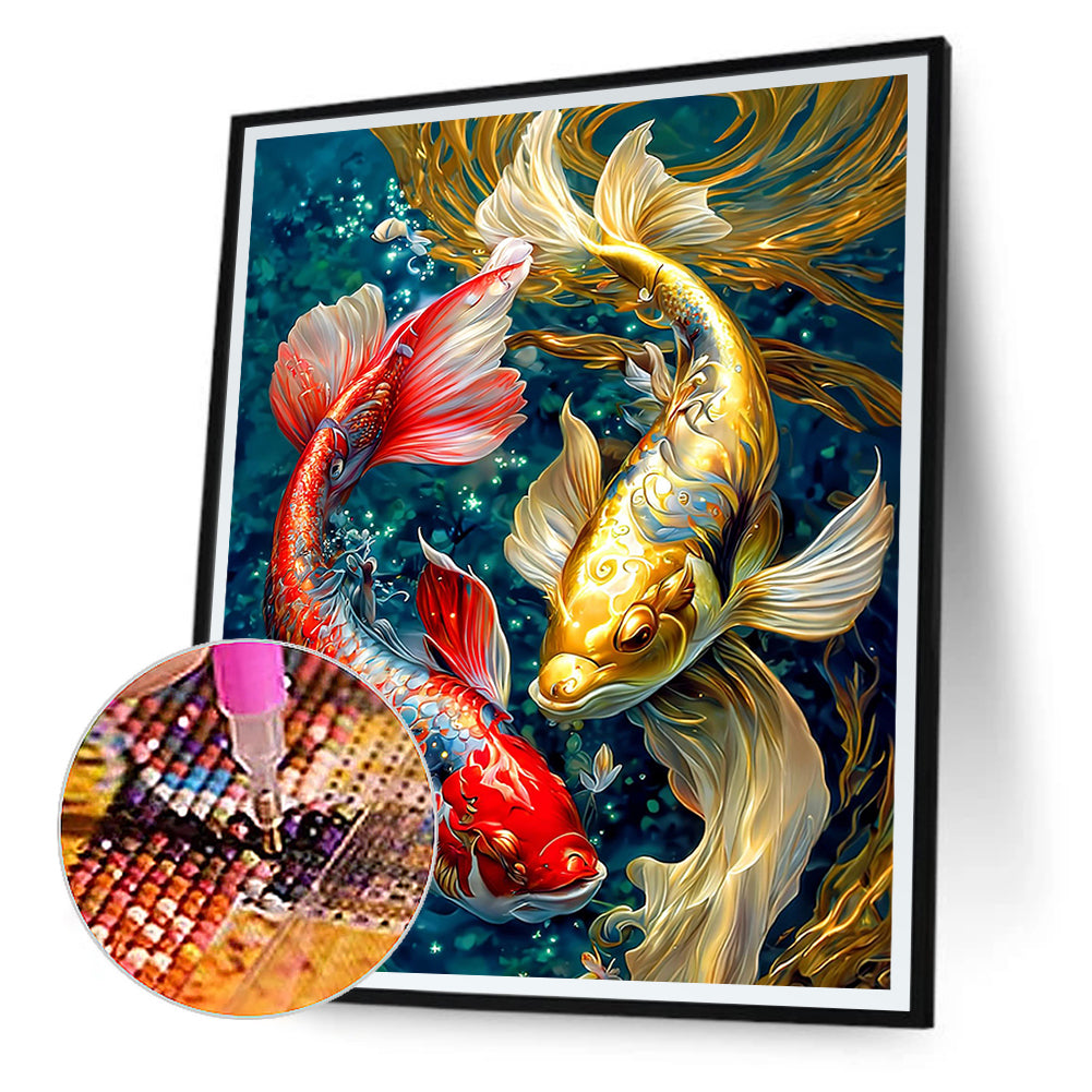 Pisces Koi - Full Round Drill Diamond Painting 30*40CM