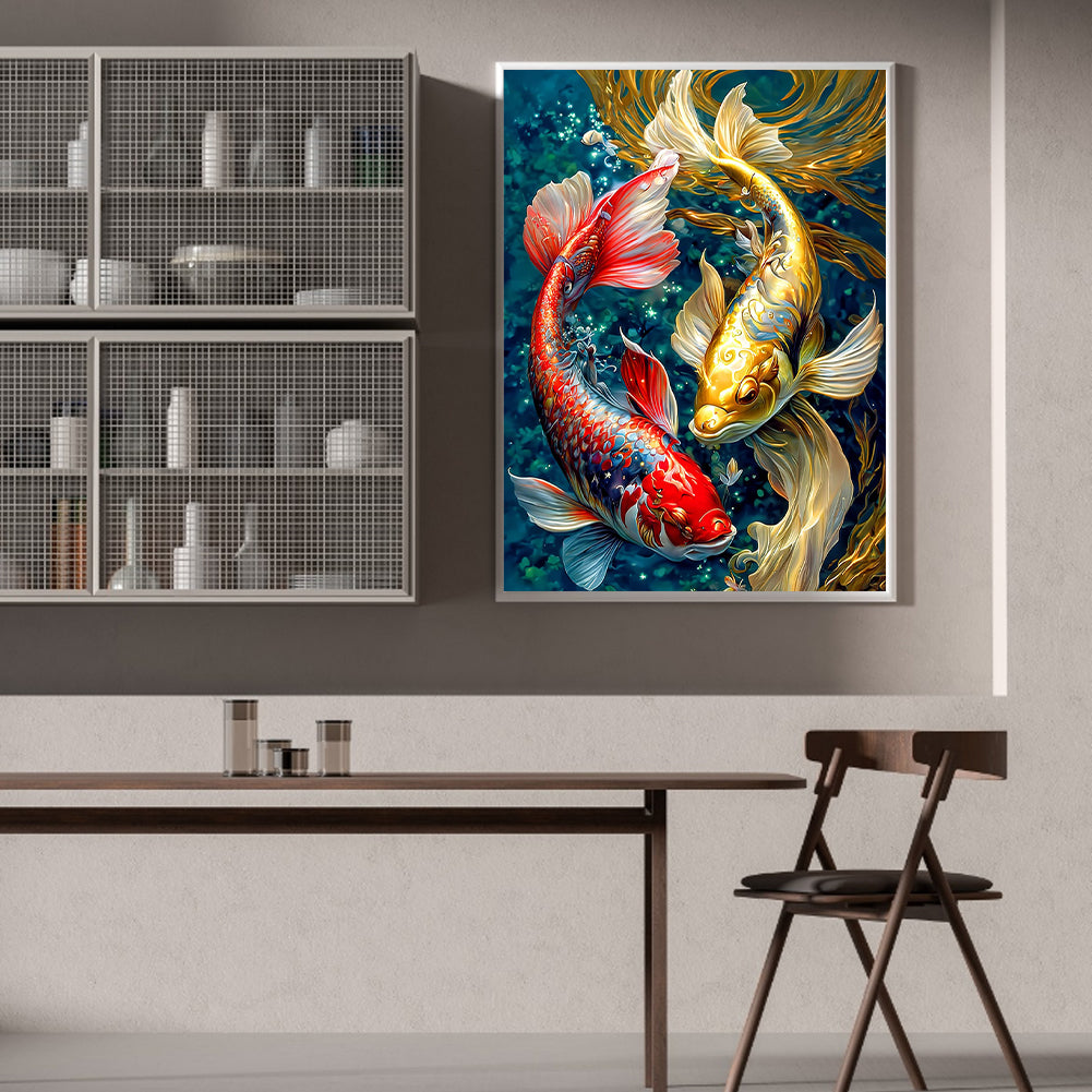 Pisces Koi - Full Round Drill Diamond Painting 30*40CM