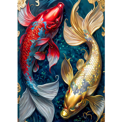 Pisces Koi - Full Round Drill Diamond Painting 30*40CM